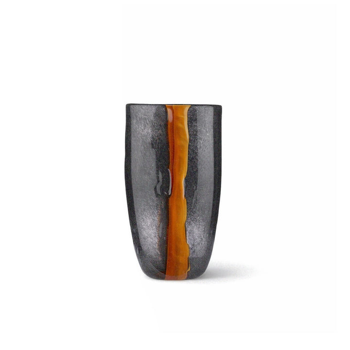 Cassiano Veined Glass Vase - Charcoal & Amber