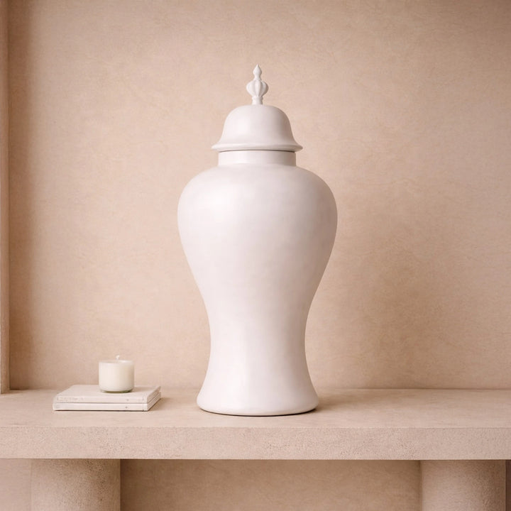 Thaleia Ceramic Vase - White Satin
