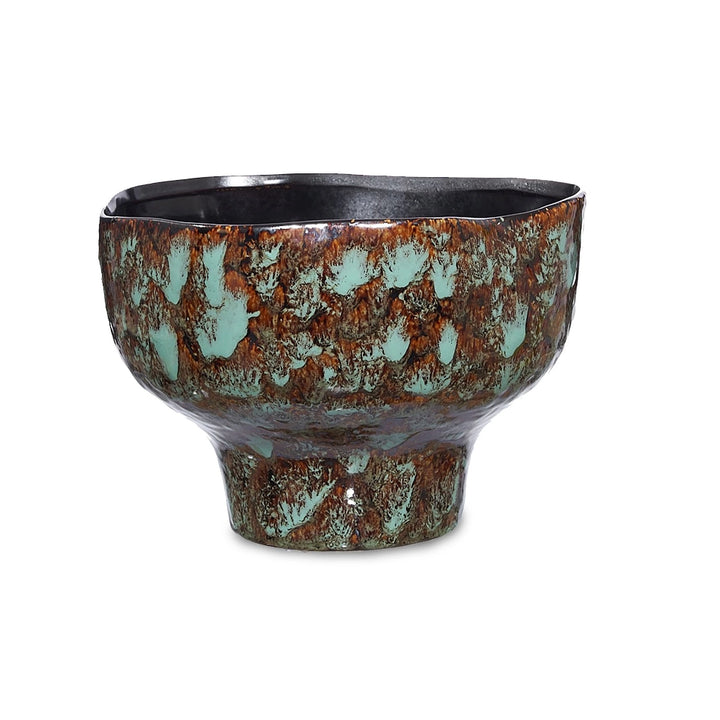 Lamira Ceramic Bowl - Brown & Turquoise Glazed