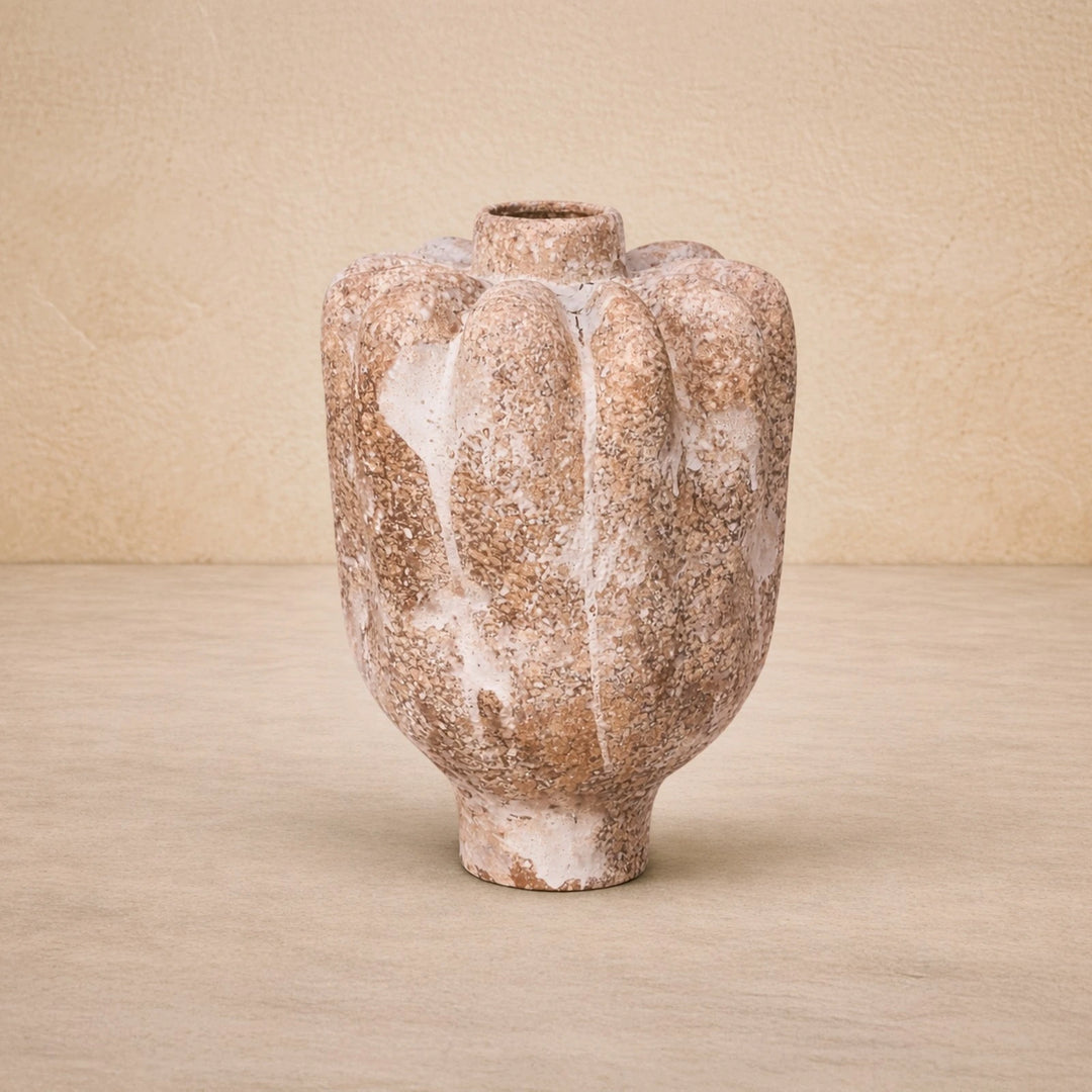 Sorello Ceramic Vase - White & Brown