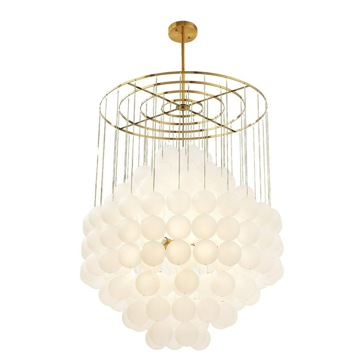 Liang & Eimil Moon Chandelier in Antique Brushed Brass with Frosted Glass