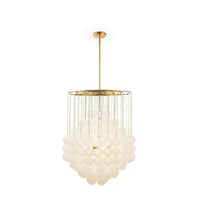 Liang & Eimil Moon Chandelier in Antique Brushed Brass with Frosted Glass