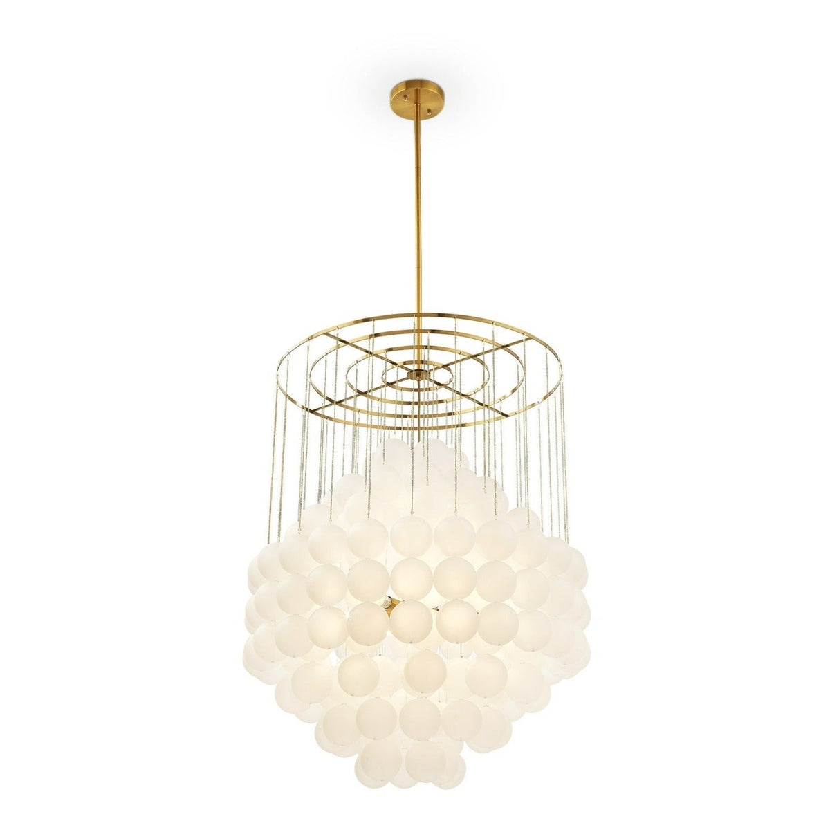 Liang & Eimil Moon Chandelier in Antique Brushed Brass with Frosted Glass