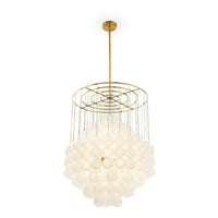 Liang & Eimil Moon Chandelier in Antique Brushed Brass with Frosted Glass