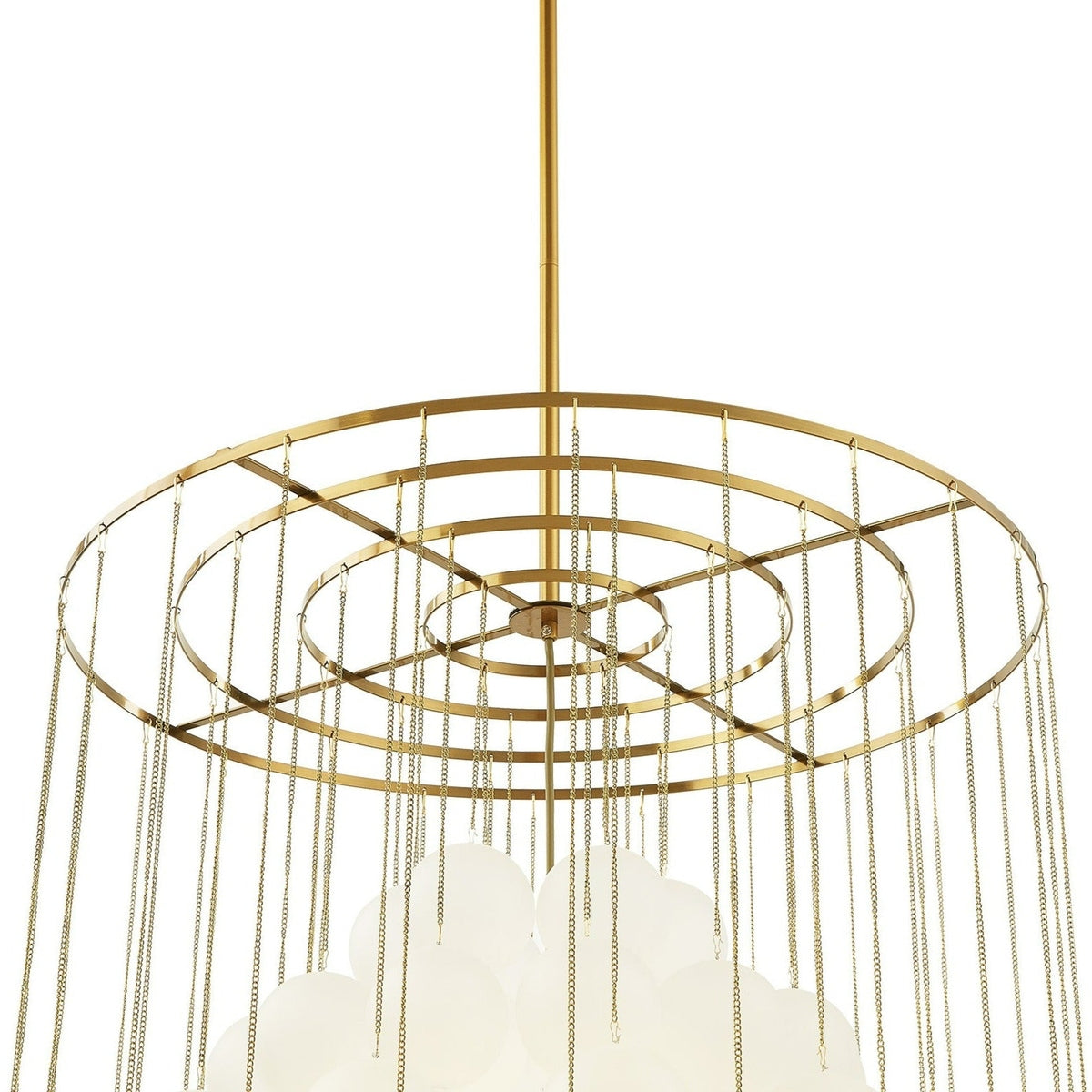 Liang & Eimil Moon Chandelier in Antique Brushed Brass with Frosted Glass