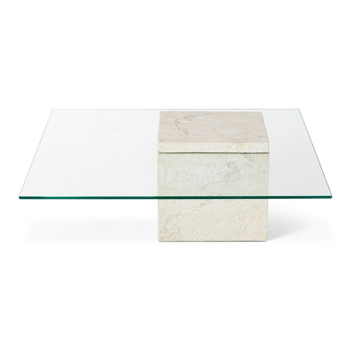 Rock Square Coffee Table - Faux Marble Concrete Beige LiangAndEimil 1