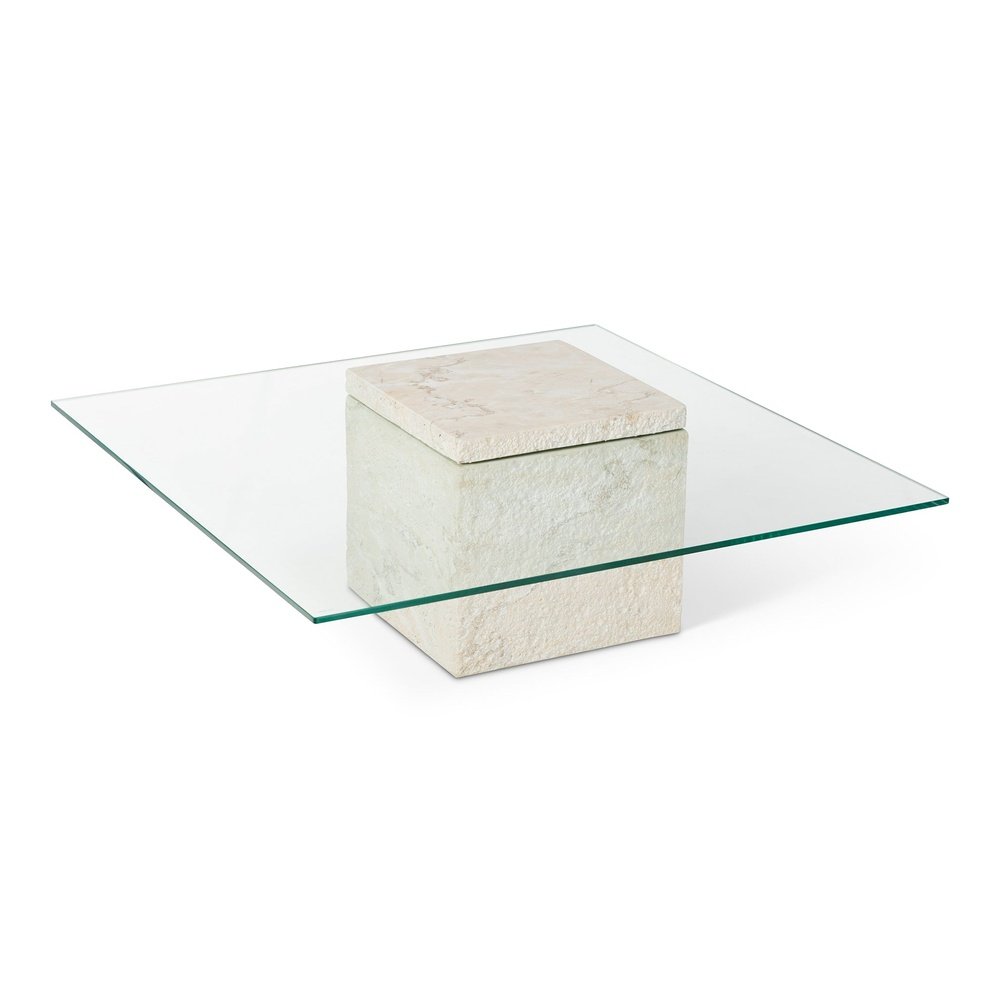 Rock Square Coffee Table - Faux Marble Concrete Beige LiangAndEimil 4
