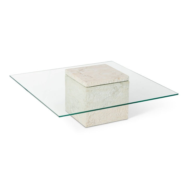 Rock Square Coffee Table - Faux Marble Concrete Beige LiangAndEimil 4