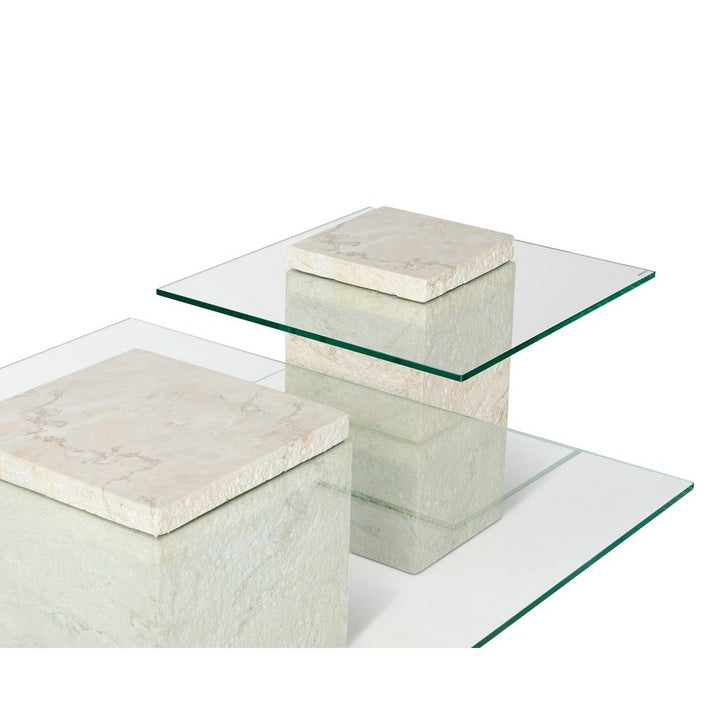 Rock Square Coffee Table - Faux Marble Concrete Beige LiangAndEimil 3