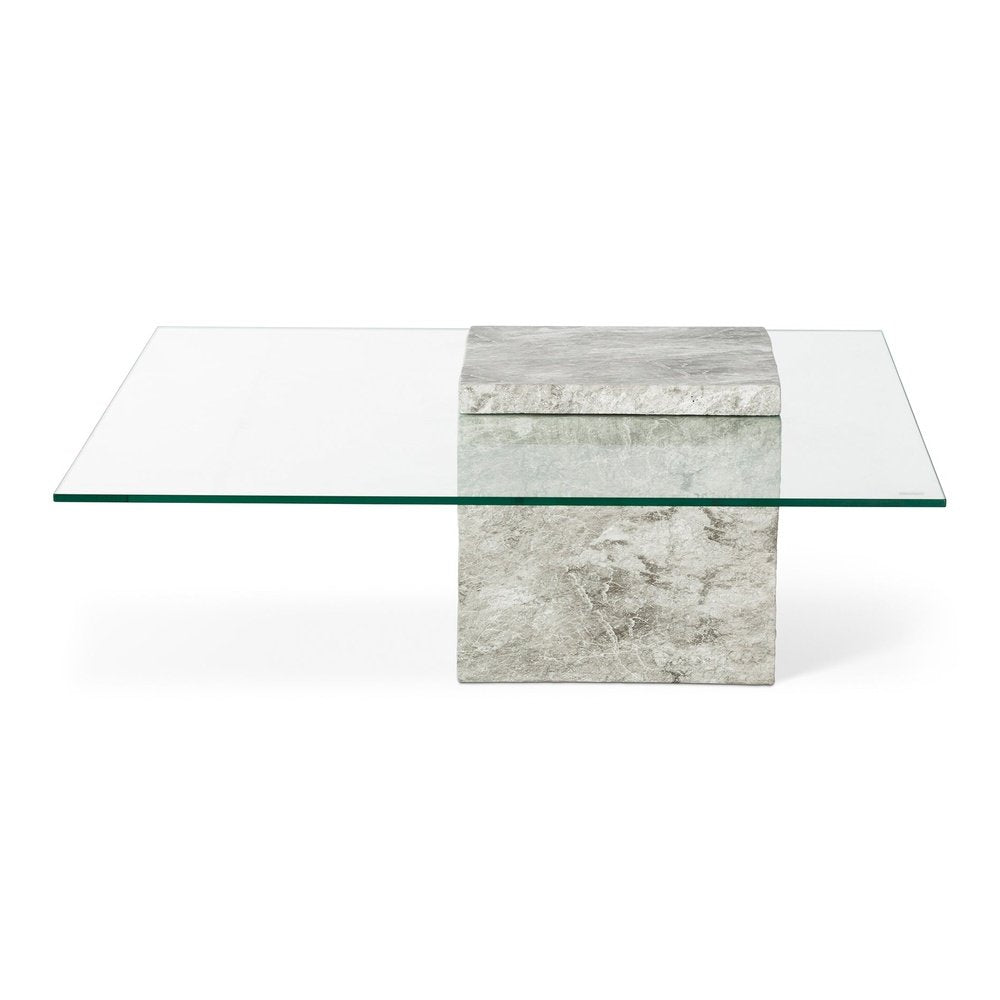 Rock Square Coffee Table - Faux Marble Concrete Grey LiangAndEimil 1