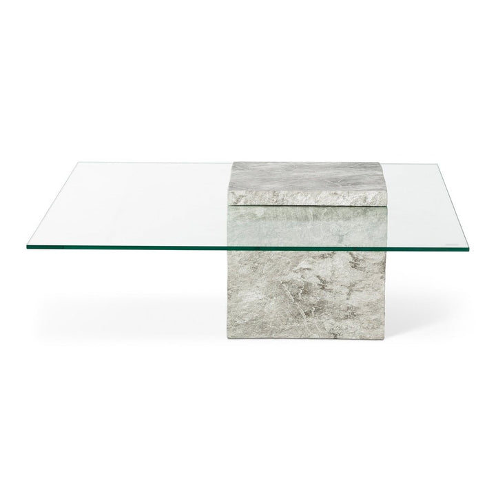 Rock Square Coffee Table - Faux Marble Concrete Grey LiangAndEimil 1