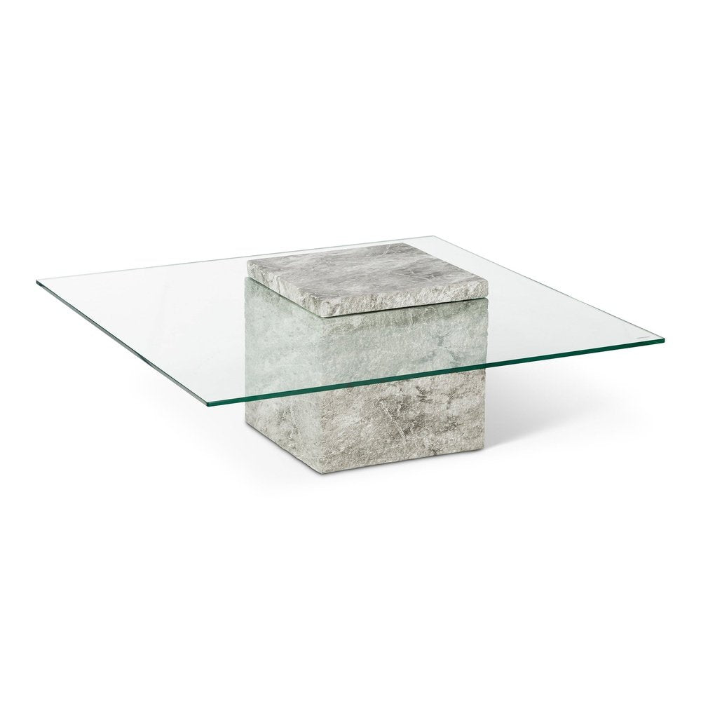 Rock Square Coffee Table - Faux Marble Concrete Grey LiangAndEimil 6