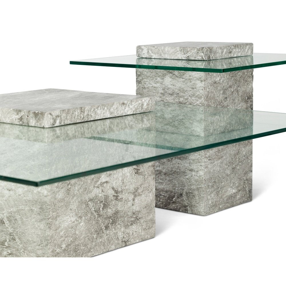 Rock Square Coffee Table - Faux Marble Concrete Grey LiangAndEimil 4