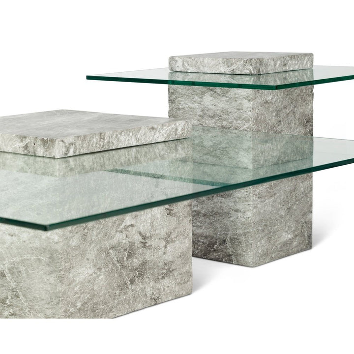 Rock Square Coffee Table - Faux Marble Concrete Grey LiangAndEimil 4