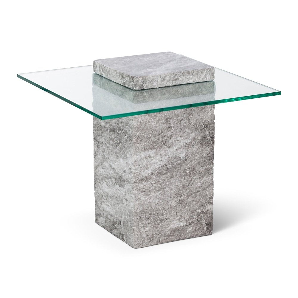  LiangAndEimilLarge-Liang & Eimil Rock Side Table in Faux Marble Concrete Grey-Grey, Clear 461 