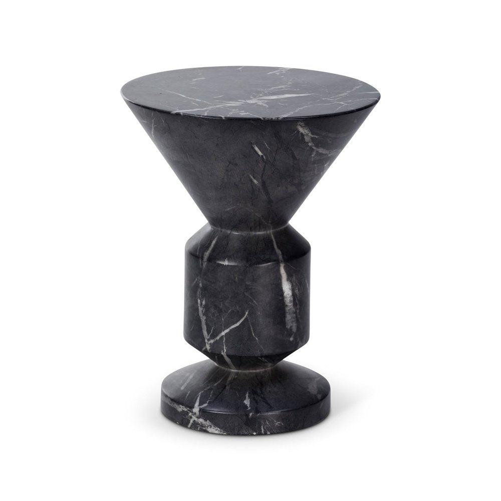 Argos Round Side Table - Faux Marble Concrete Black Marquina LiangAndEimil 1