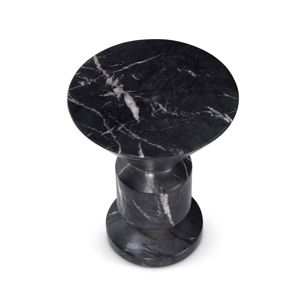 Argos Round Side Table - Faux Marble Concrete Black Marquina LiangAndEimil 4