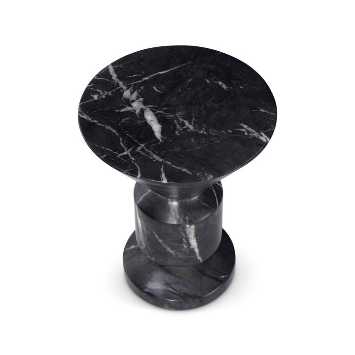 Argos Round Side Table - Faux Marble Concrete Black Marquina LiangAndEimil 4