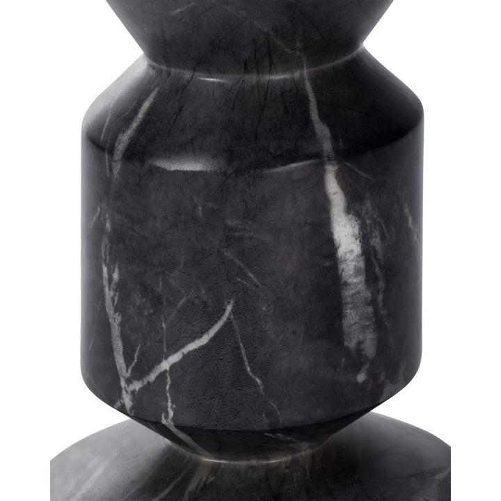 Argos Round Side Table - Faux Marble Concrete Black Marquina LiangAndEimil 2