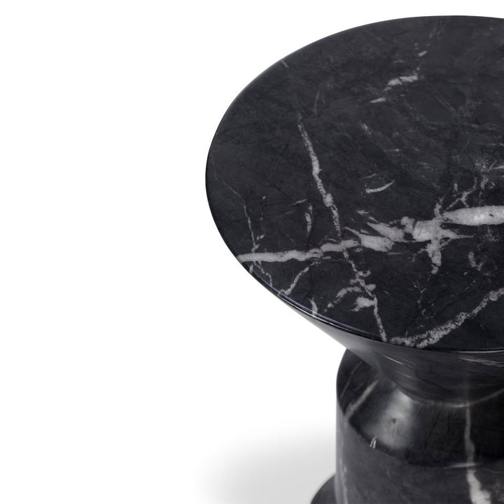 Argos Round Side Table - Faux Marble Concrete Black Marquina LiangAndEimil 3