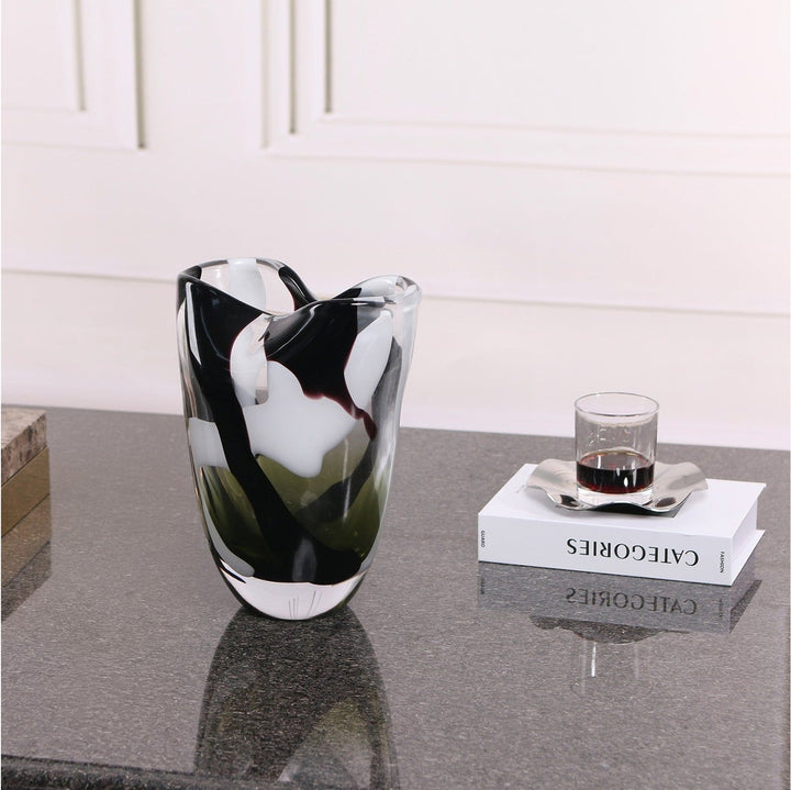 Natasha Glass Vase - Black & Grey LiangAndEimil 2