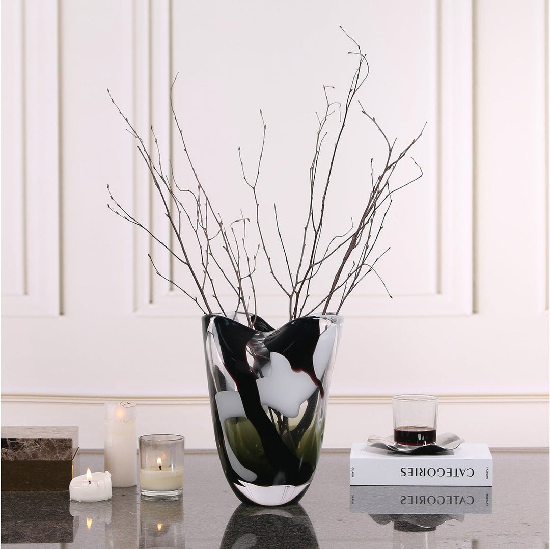Natasha Glass Vase - Black & Grey LiangAndEimil 3