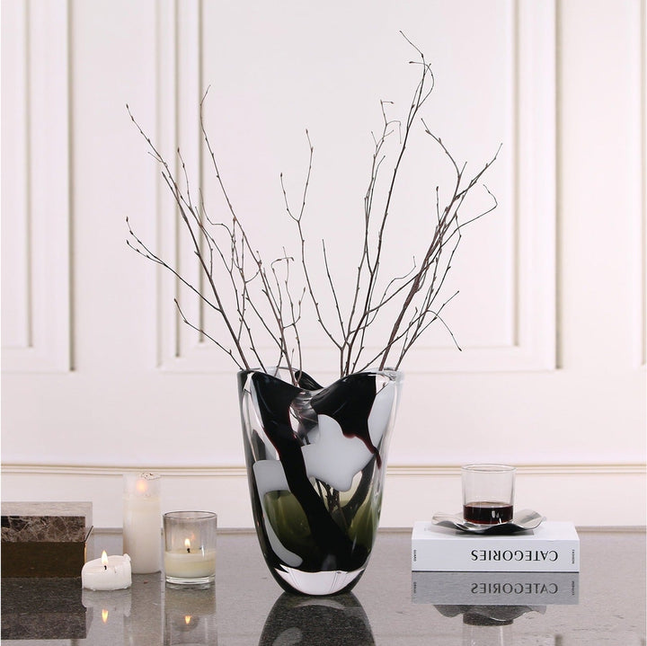 Natasha Glass Vase - Black & Grey LiangAndEimil 3