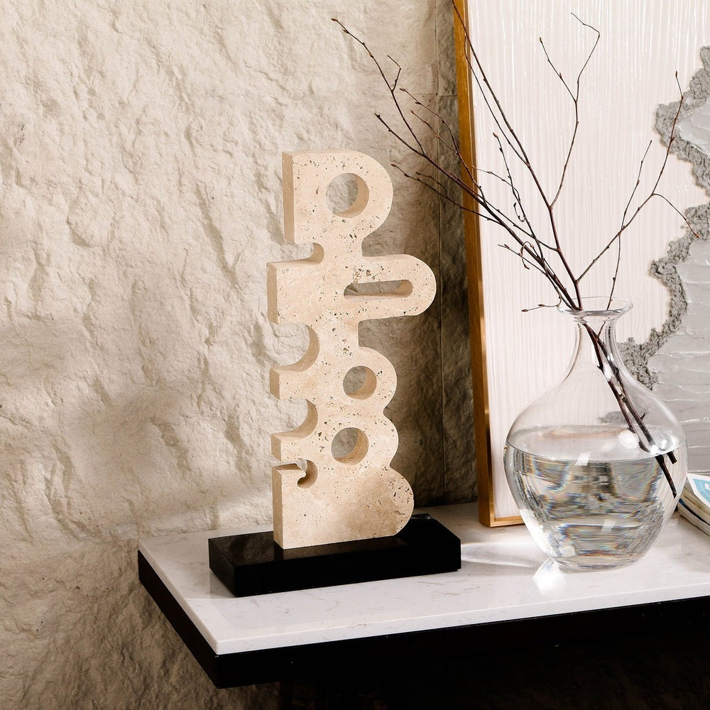 Sculpted Serenity Marble Sculpture - Beige & Black LiangAndEimil 2