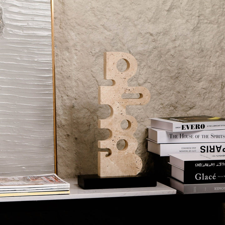 Sculpted Serenity Marble Sculpture - Beige & Black LiangAndEimil 3