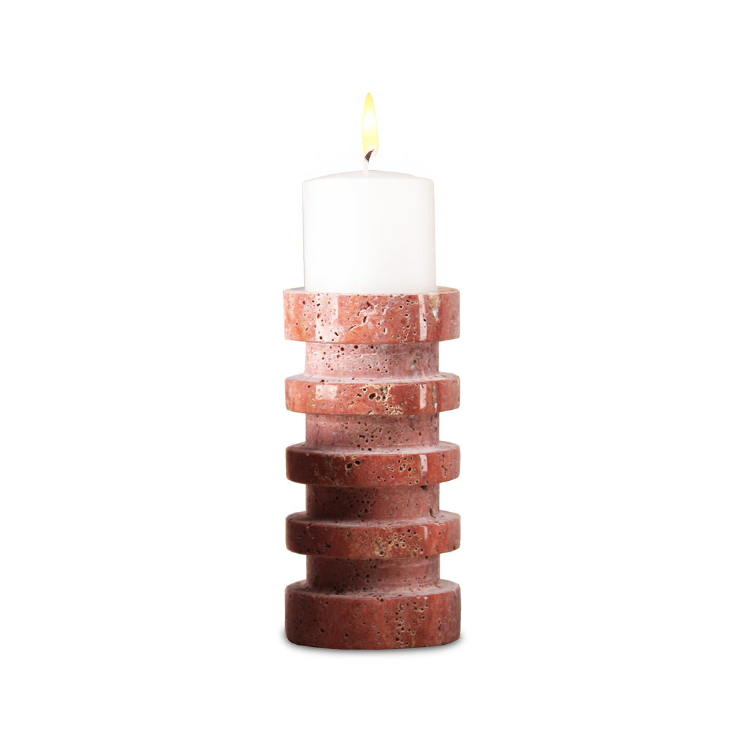 Crimson Rise Large Marble Candle Holder - Red LiangAndEimil 1