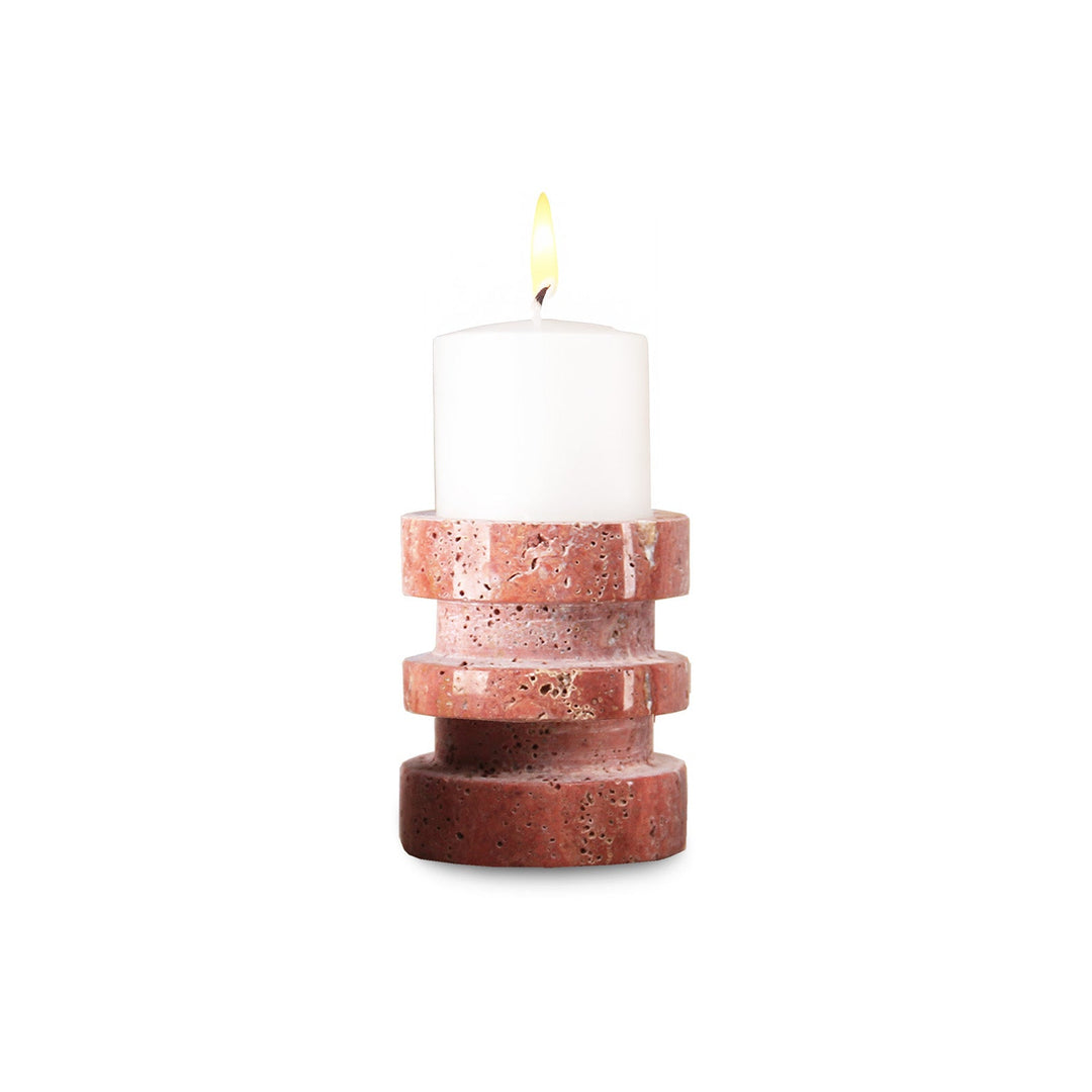 Crimson Rise Small Marble Candle Holder - Red LiangAndEimil 1