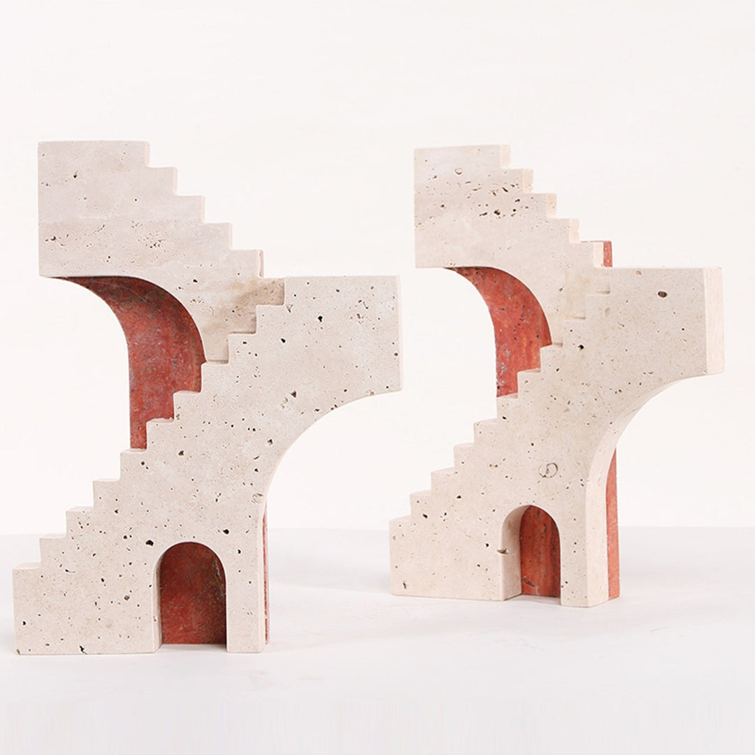 Arched Legacy Marble Sculpture - Beige & Red LiangAndEimil 3