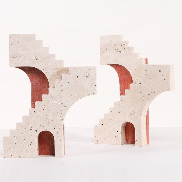 Arched Legacy Marble Sculpture - Beige & Red LiangAndEimil 3