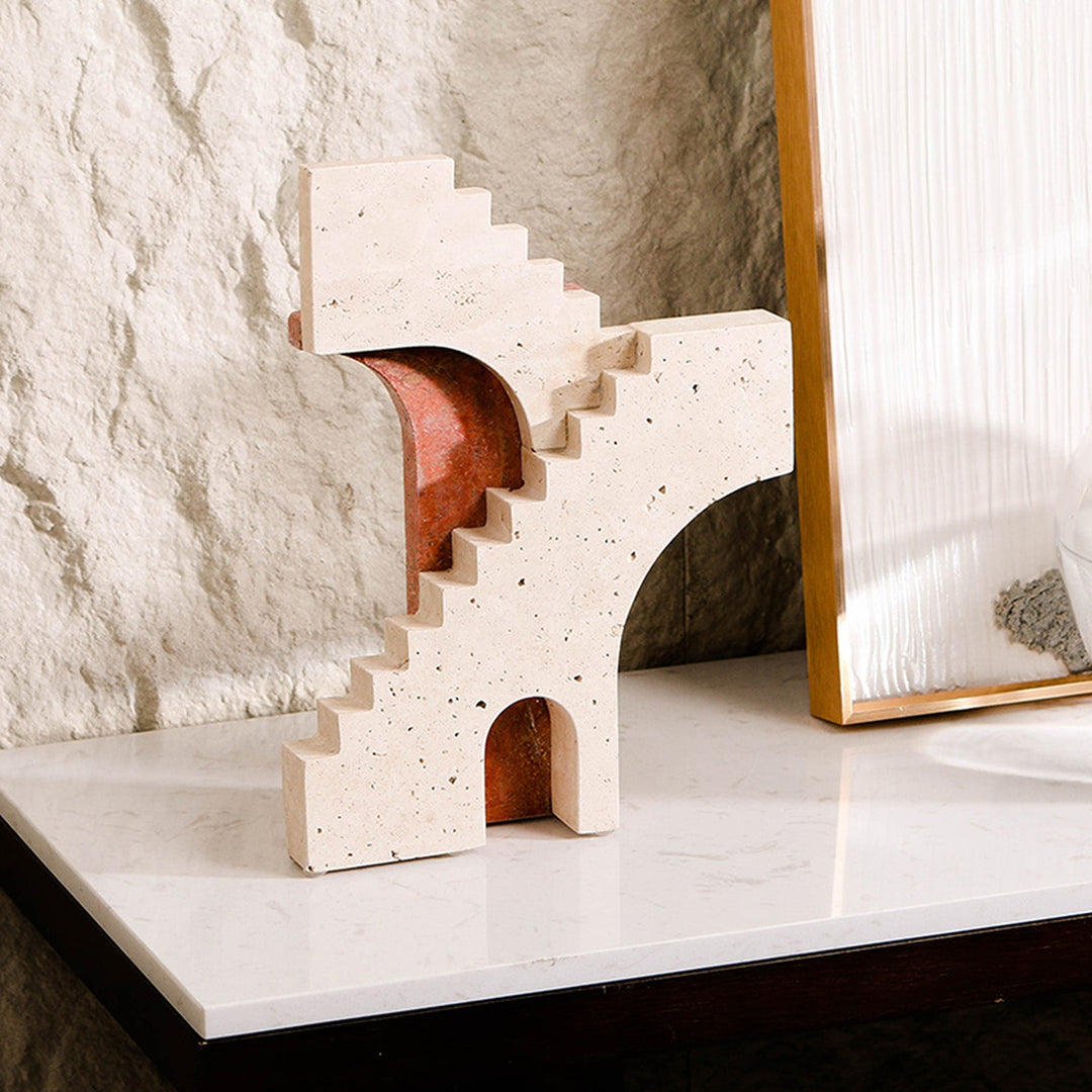 Arched Legacy Marble Sculpture - Beige & Red LiangAndEimil 2