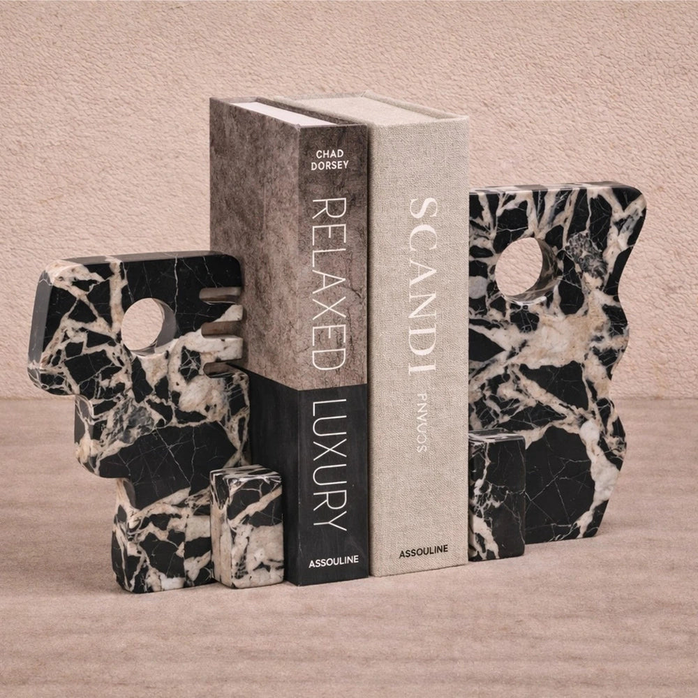 Cortex Bookends - Black Marble