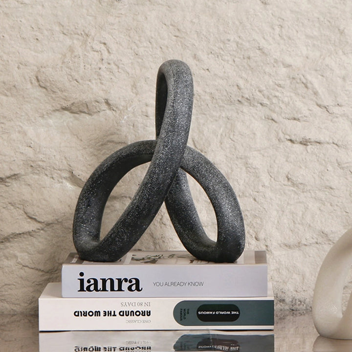 Loop Sculpture - Matte Black Marble Effect