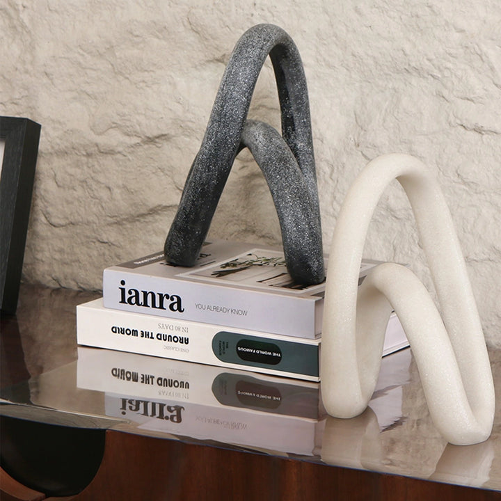 Loop Sculpture - Matte Black Marble Effect