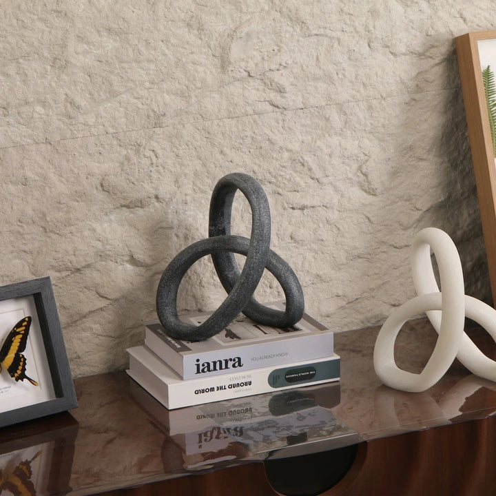 Loop Sculpture - Matte Black Marble Effect