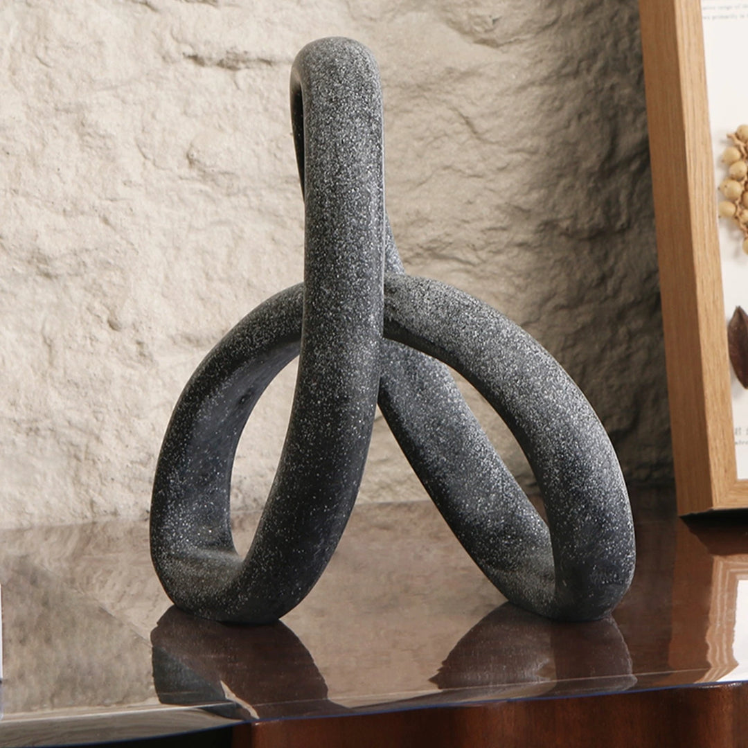 Loop Sculpture - Matte Black Marble Effect