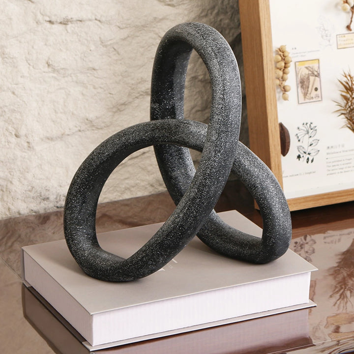 Loop Sculpture - Matte Black Marble Effect