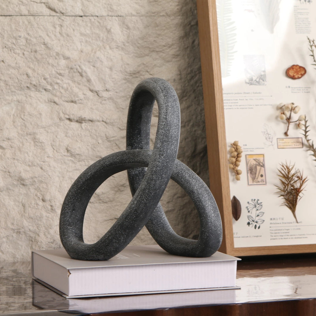 Loop Sculpture - Matte Black Marble Effect
