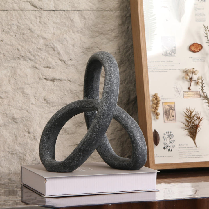 Loop Sculpture - Matte Black Marble Effect