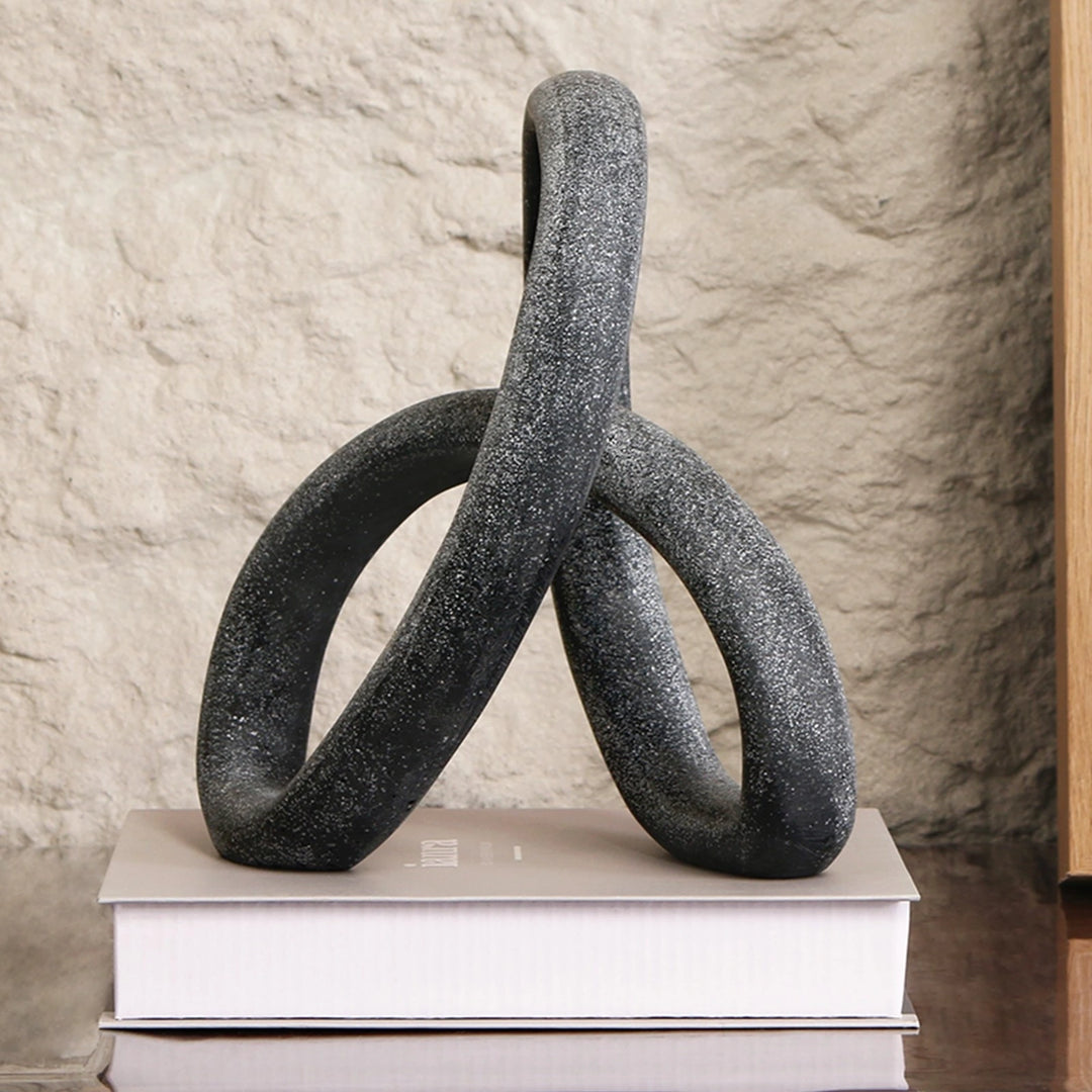 Loop Sculpture - Matte Black Marble Effect