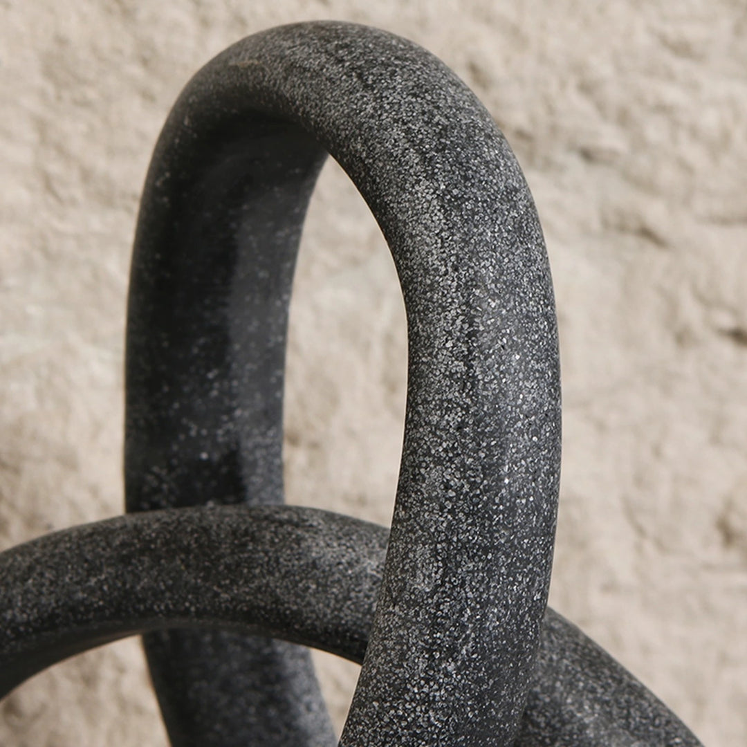 Loop Sculpture - Matte Black Marble Effect