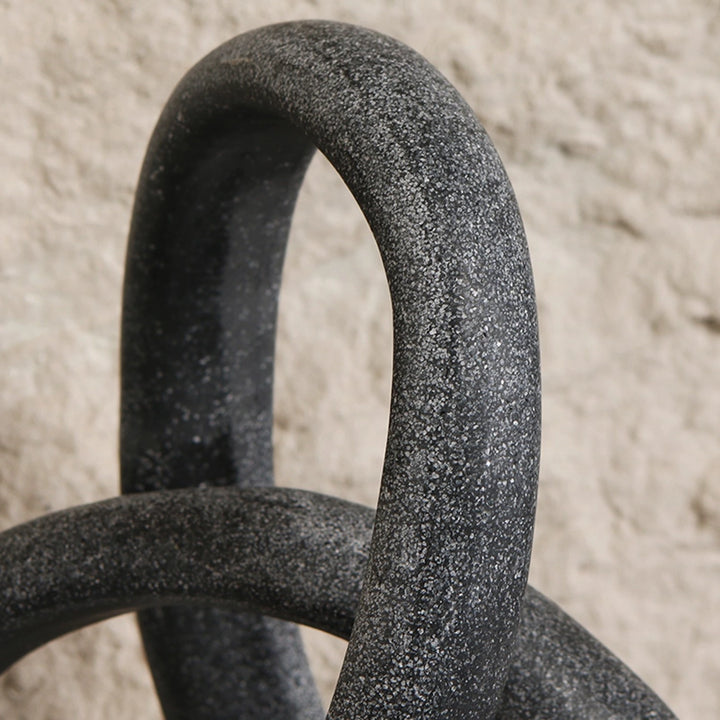 Loop Sculpture - Matte Black Marble Effect