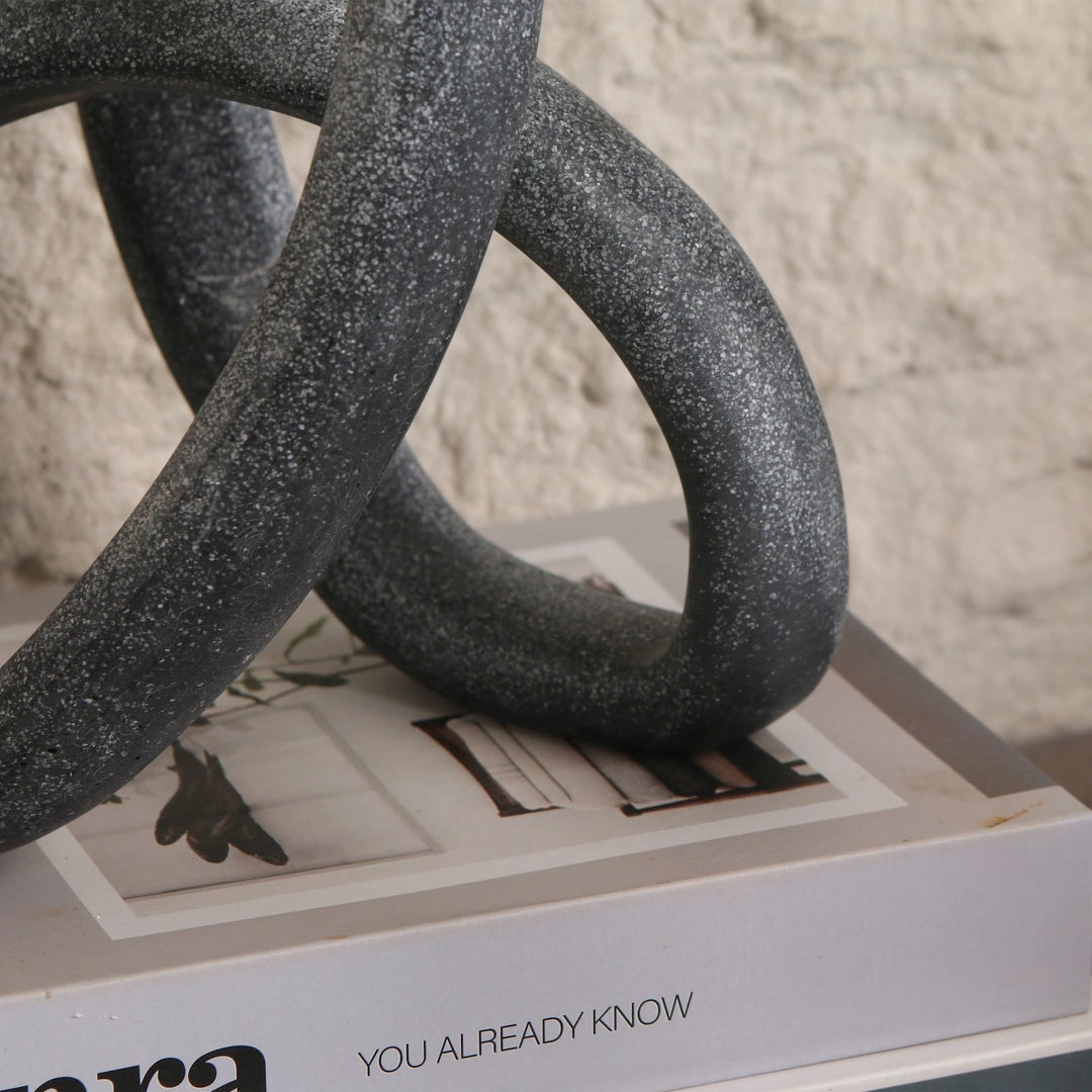 Loop Sculpture - Matte Black Marble Effect