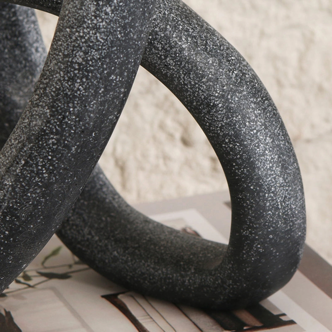 Loop Sculpture - Matte Black Marble Effect