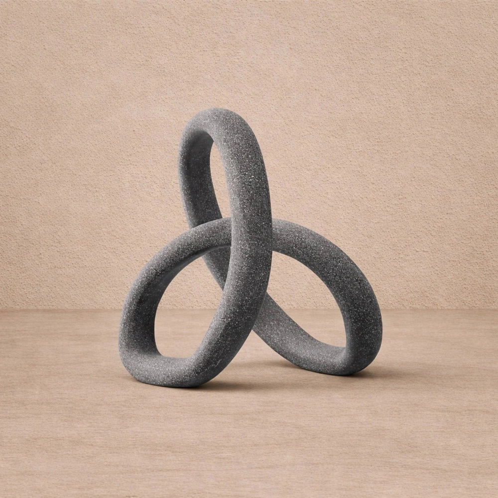 Loop Sculpture - Matte Black Marble Effect
