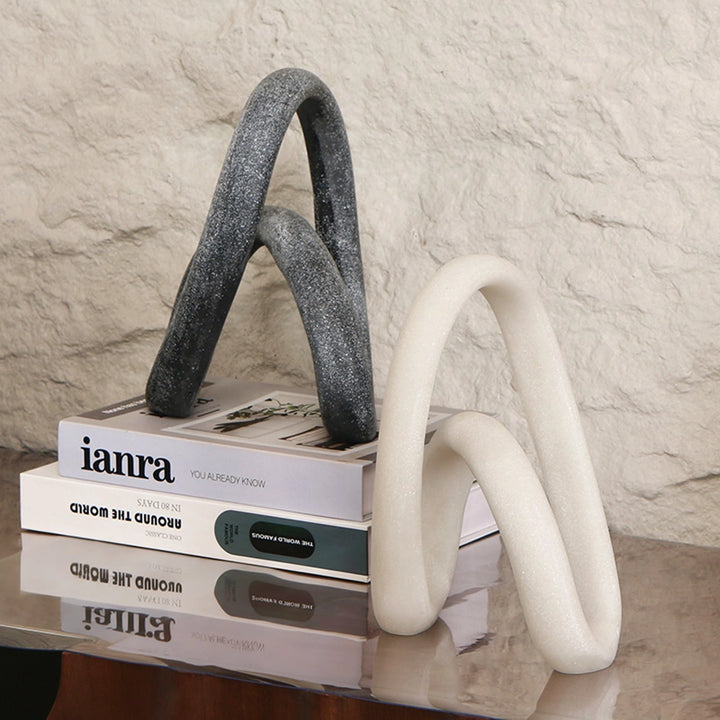 Loop Sculpture - White Marble Effect