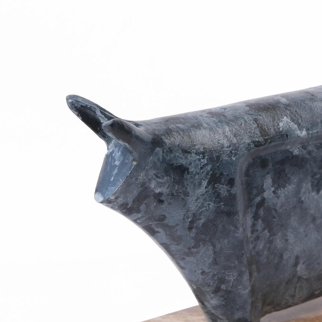 Rhino Sculpture - Antique Blue
